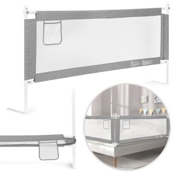 ECOTOYS Bed Rail for Toddlers 180 cm, Kids Safety Bed Guard, Grey