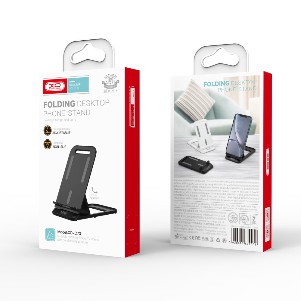 Desk Phone Stand XO C73, Adjustable Holder for Smartphone and Tablet, black (1)