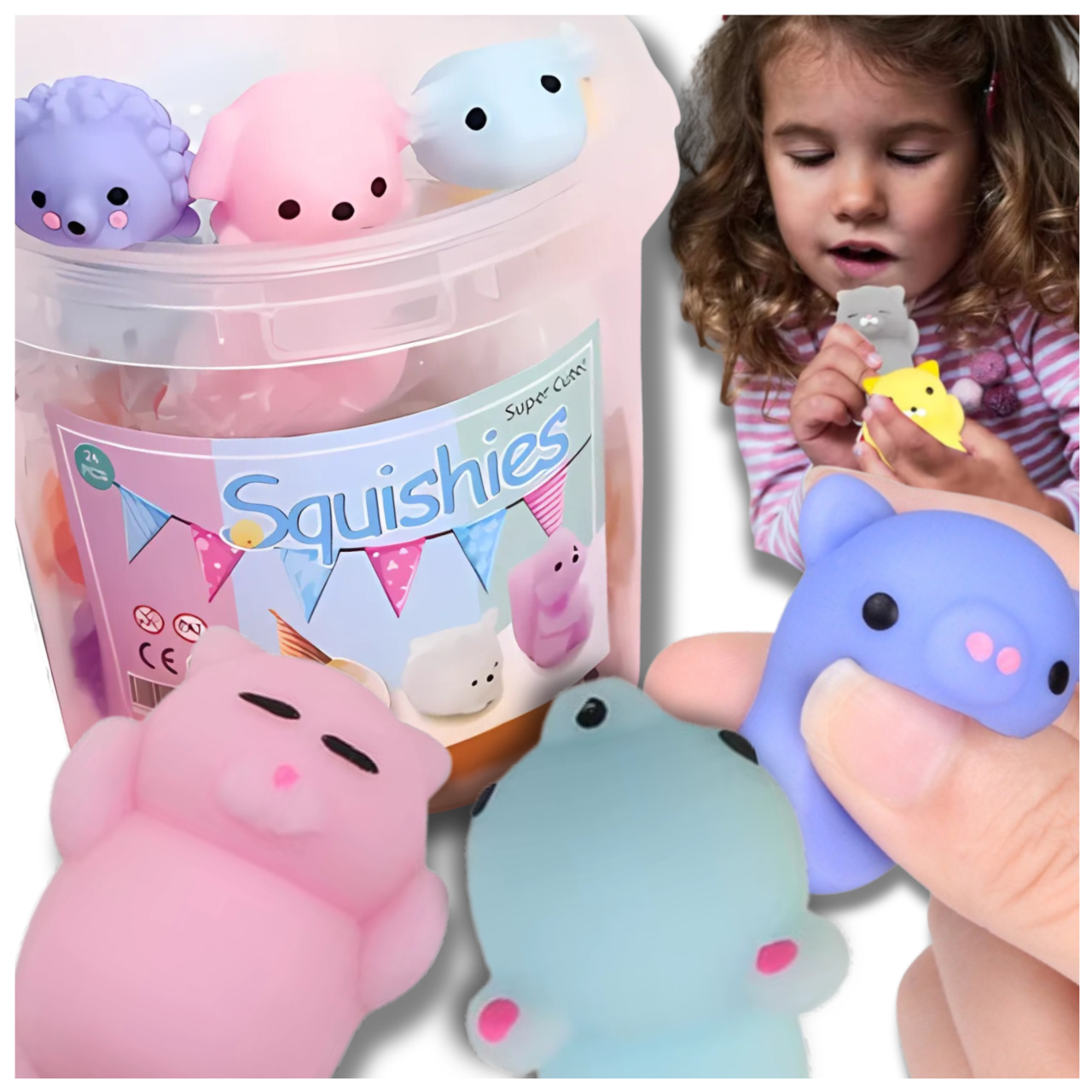 Mochi Squishy Toys 12-Piece Set, Animal Anti-Stress Fidget Toys for Kids