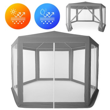 Garden Pavilion Canopy Tent MultiGarden 2x2x2 m with Mosquito Net, Gray