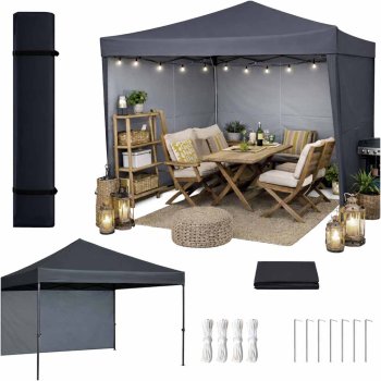 Pop Up Canopy Tent LUARO 10x10 ft Outdoor Gazebo for Parties, black