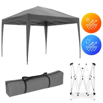 MultiGarden Pop Up Gazebo 3x3 m Automatic Canopy Tent for Garden and Patio, Grey