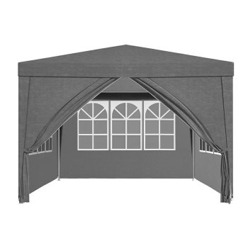 Garden tent pavilion+4 walls gray pe