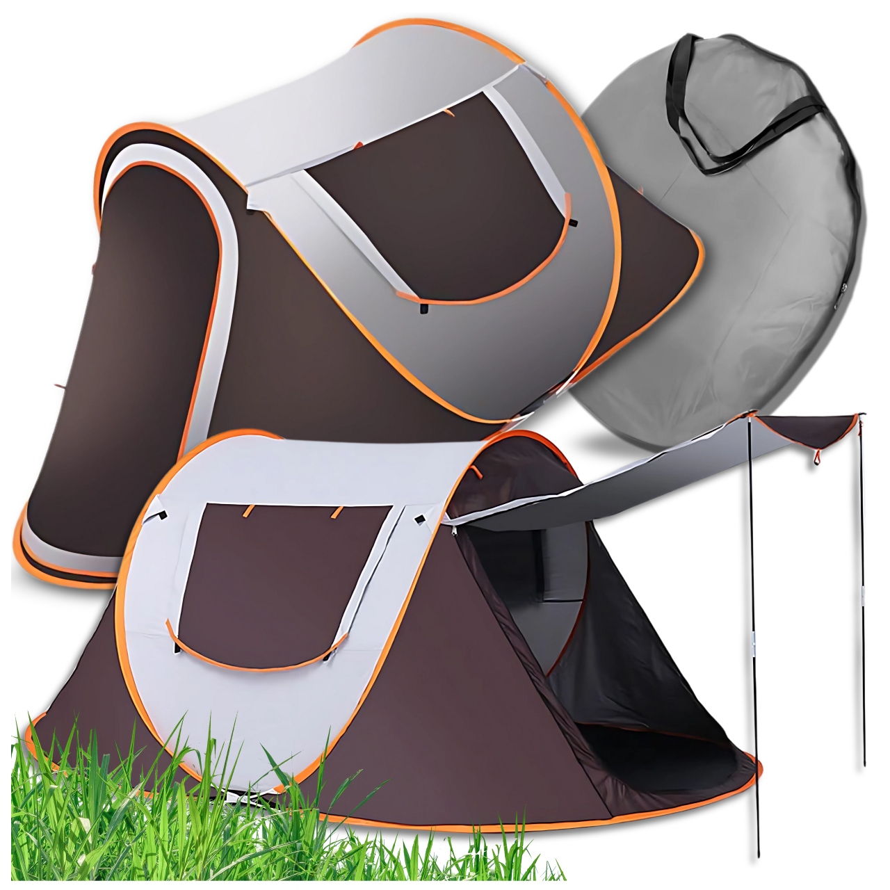 2 Person Pop-Up Tent for Camping and Festivals, Instant Setup, Dark Brown/Grey