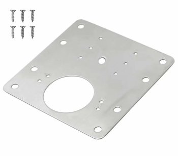 Universal hinge repair plate, stainless steel, 90x90 mm, silver