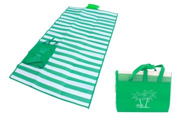 Beach Folding Blanket + Pillow + Bag Set, Green