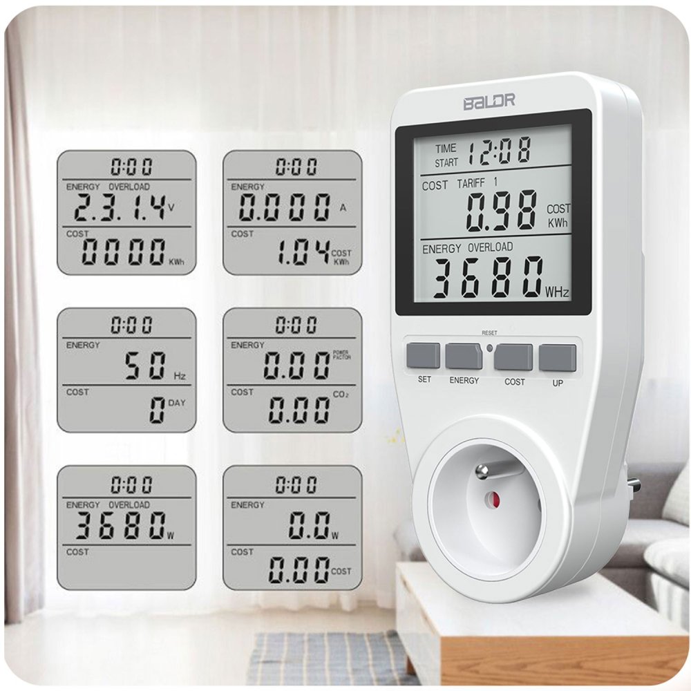 Plug-in Electricity Usage Monitor Power Meter Baldr BD-990, White (1)