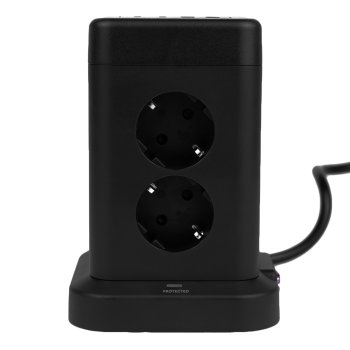 Huslog Tower Power Strip Surge Protector with 8 Outlets and USB C, black