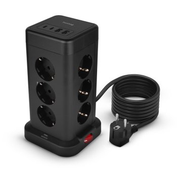 Huslog Tower Power Strip with 6 ft Cord | Vertical Surge Protector for Desk & Office