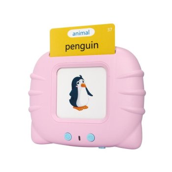 English Learning Toy for Kids Telcon Talking Flash Card Reader Cat, pink