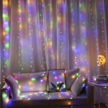LED Curtain Lights 300 LED 3x3m for Wall and Window Decor, Multicolor