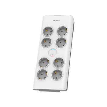 Philips Surge Protector Power Strip 8 Outlet 2m Cord 16A, White