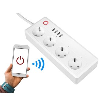 LTC WiFi Smart Power Strip with 4 Outlets and 4 USB Ports, Alexa Compatible, white