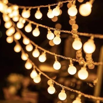 LED Globe String Lights 5ft 1.5m 10 LED USB for Balcony Patio, Warm White