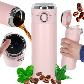 Insulated Travel Mug with LED Temperature Display 420ml, Pink