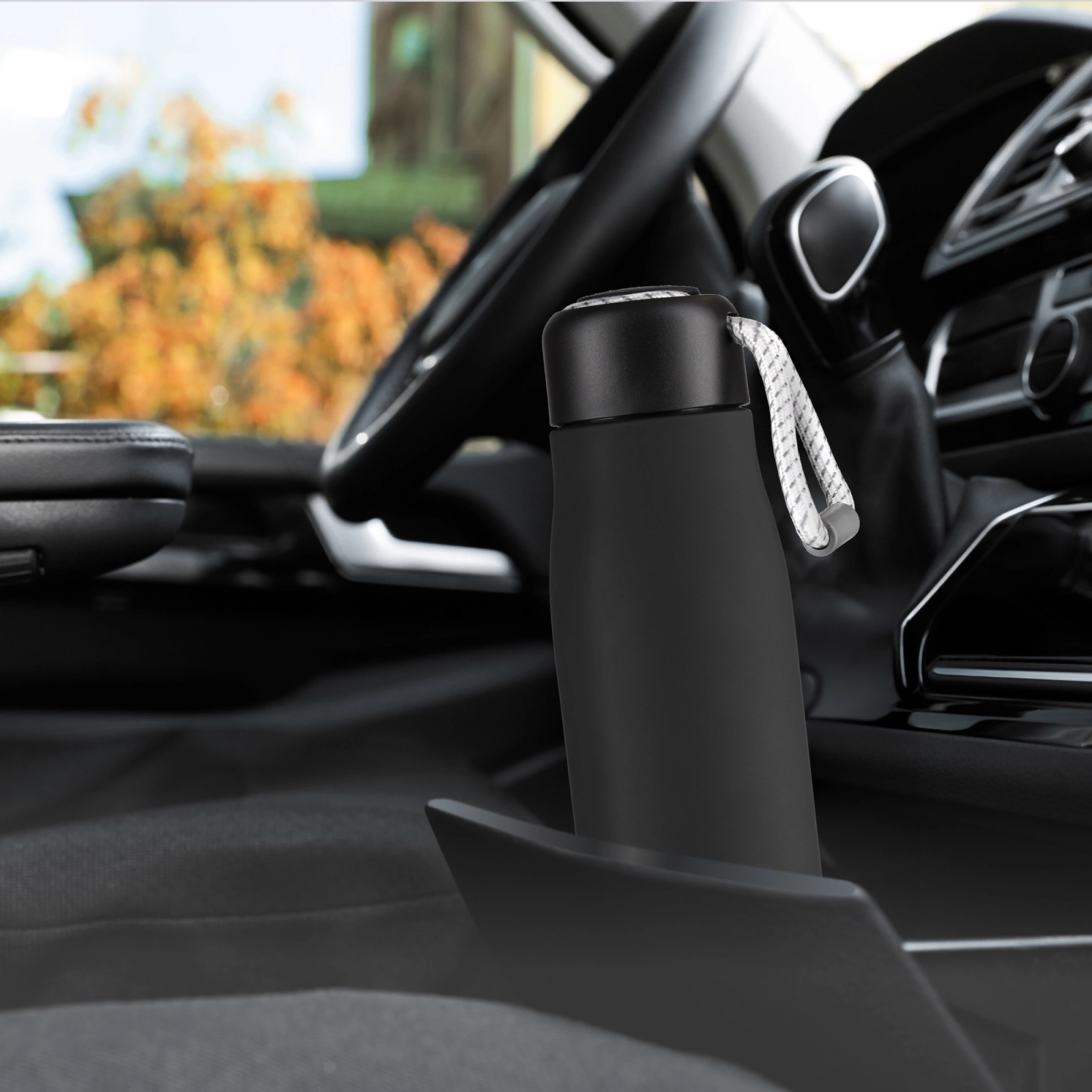 4FIZJO Insulated Water Bottle 540 ml with Carry Strap, Black (2)