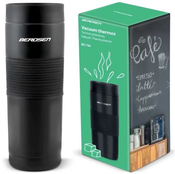 BERDSEN BD-784 Thermal Mug Bottle Thermos Flask for Hiking Picnic 590 ml, Black
