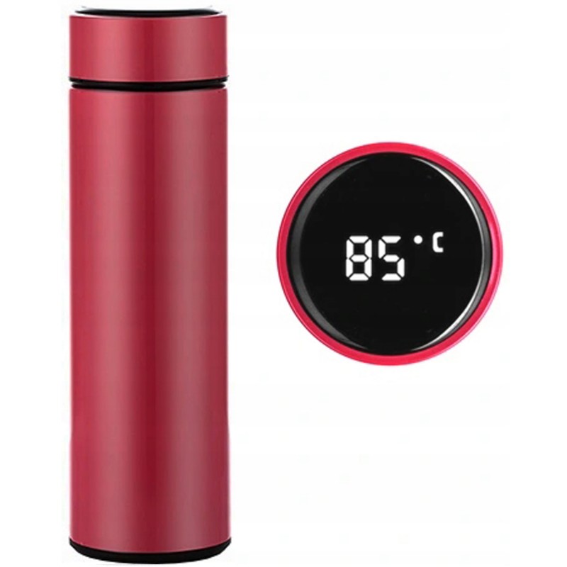Smart Thermal Mug Bottle Thermos Flask with LCD Display and Temperature Sensor - 500ml, Red (3)