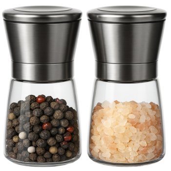 Ruhhy Manual Salt and Pepper Grinder Set, Glass Body, 2 Pack, 25459