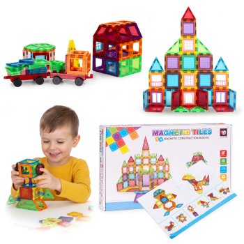 Magnetic Tiles Building Blocks Set for Kids STEM Toy 106 Pieces