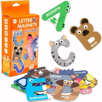 Magnetic Latin Alphabet, Set of Magnetic Letters, Fridge Magnets, 26 Pcs.