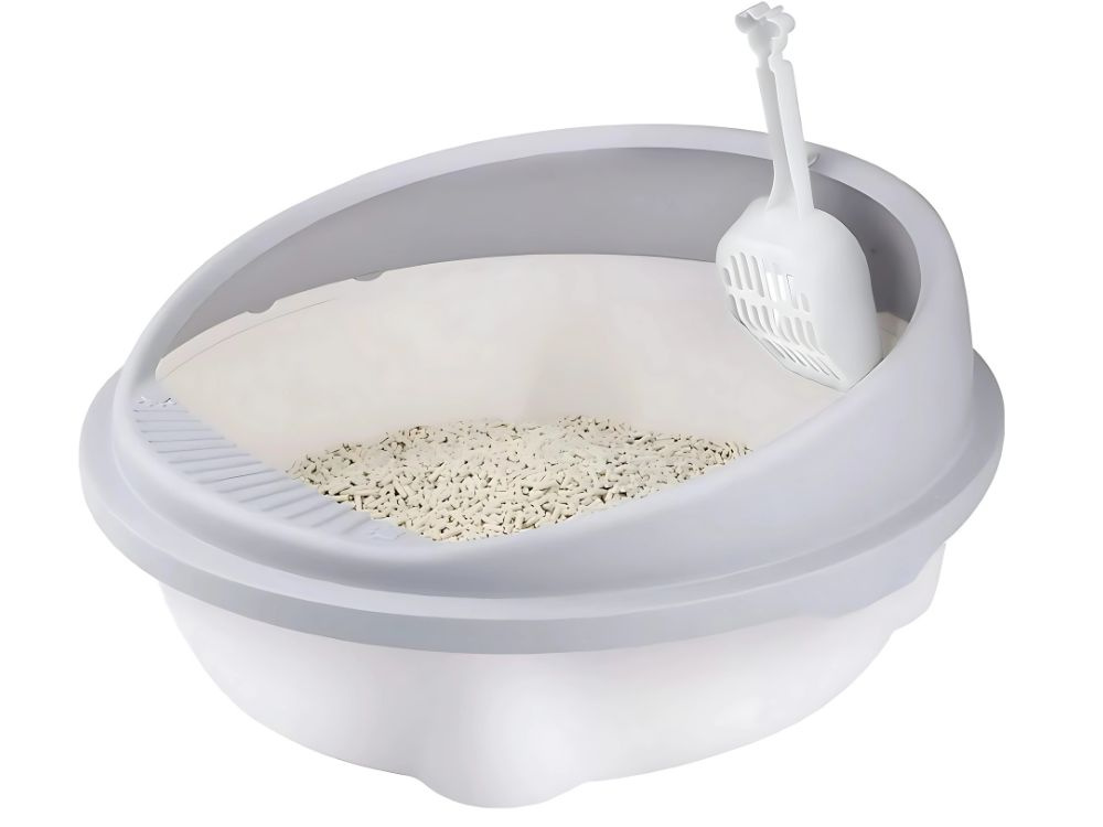 Large Sturdy Open Cat Litter Box with Scoop and High Rim (3)