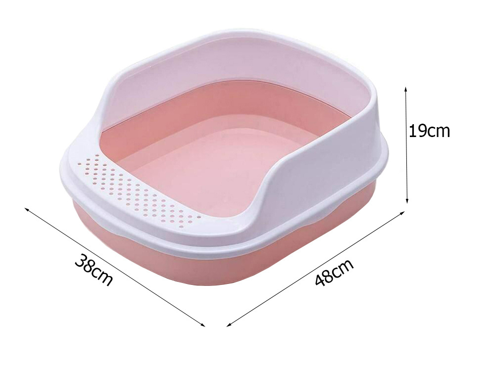 Open cat litter tray with rim and large scoop, pink (3)