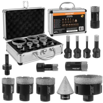 Diamond Hole Saw Set 13pcs for Porcelain Tile Granite Concrete M14 Bigstren 27012
