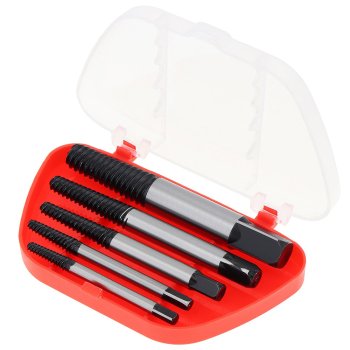 5-Piece Broken Screw Extractor Set, Red