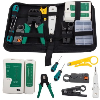 Network Tool Kit with LAN Cable Tester, RJ45 Crimper and LSA Tool in Case
