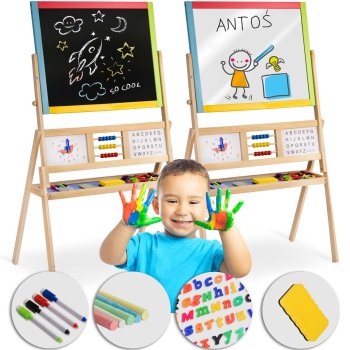Ricokids Double-Sided Kids Art Easel with Clock and Abacus, Multicolor