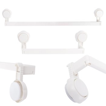 Adjustable Suction Cup Towel Rack for Bathroom and Kitchen Wall, white