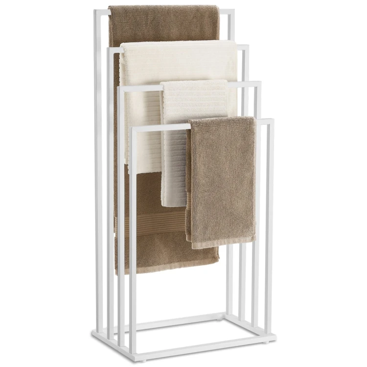 Freestanding 4-Tier Bathroom Towel Rack, White