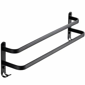 Metal Towel Rack Hanger Holder with Hooks, 60cm, Black