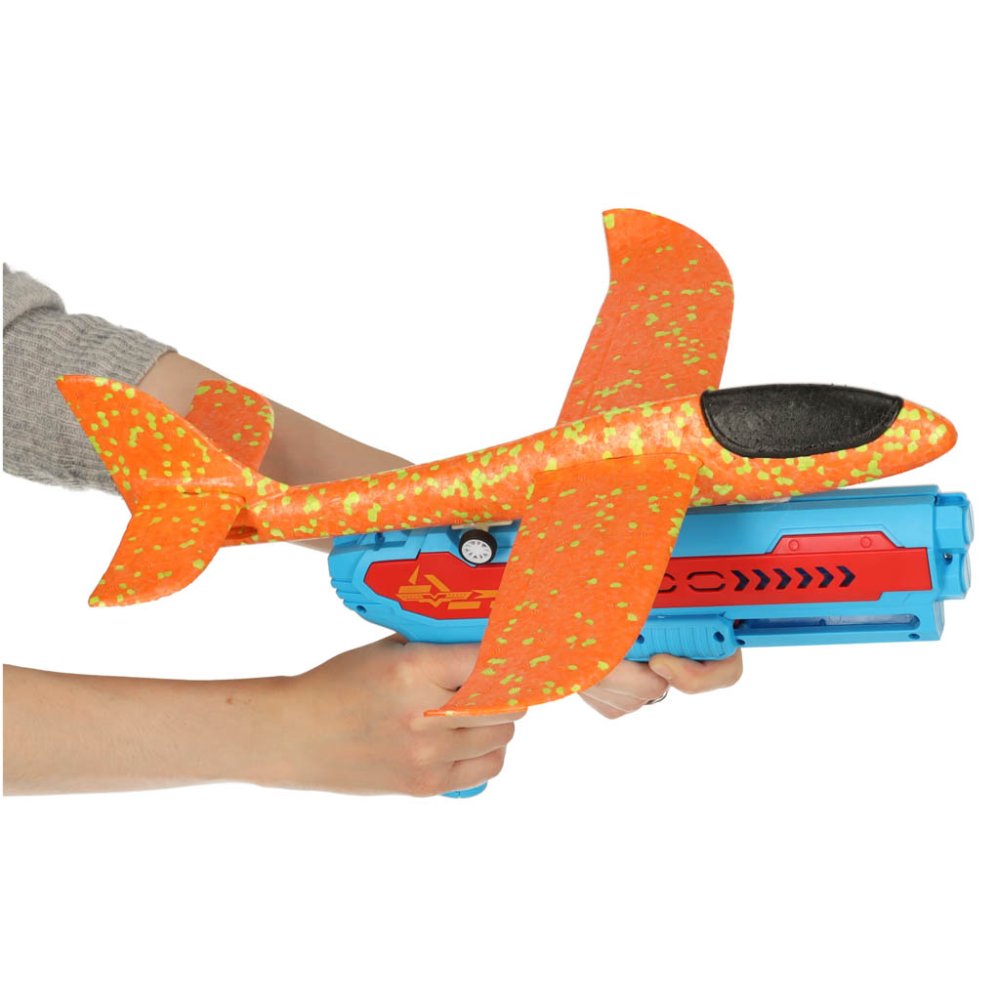 Kids Toy Automatic Gun Airplane Glider Launcher, Blue (6)