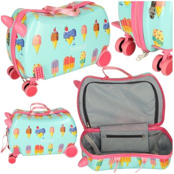 Kids Travel Luggage Carry Bag Ride On Suitcase Trolley, Ice Cream