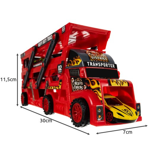 Car Carrier Truck Toy with 6 Die-Cast Cars and Launcher 22515 (1)