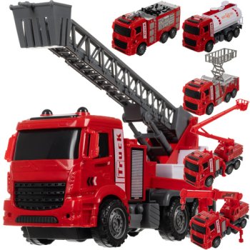 6-in-1 Fire Truck Toy Set for Kids, Rescue Vehicles 26305, red