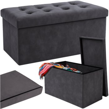 Foldable Velour Storage Ottoman Bench Ruhhy 76x38x38cm, Grey