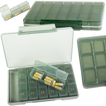 Drug container pills box time of day medication cassette weekly