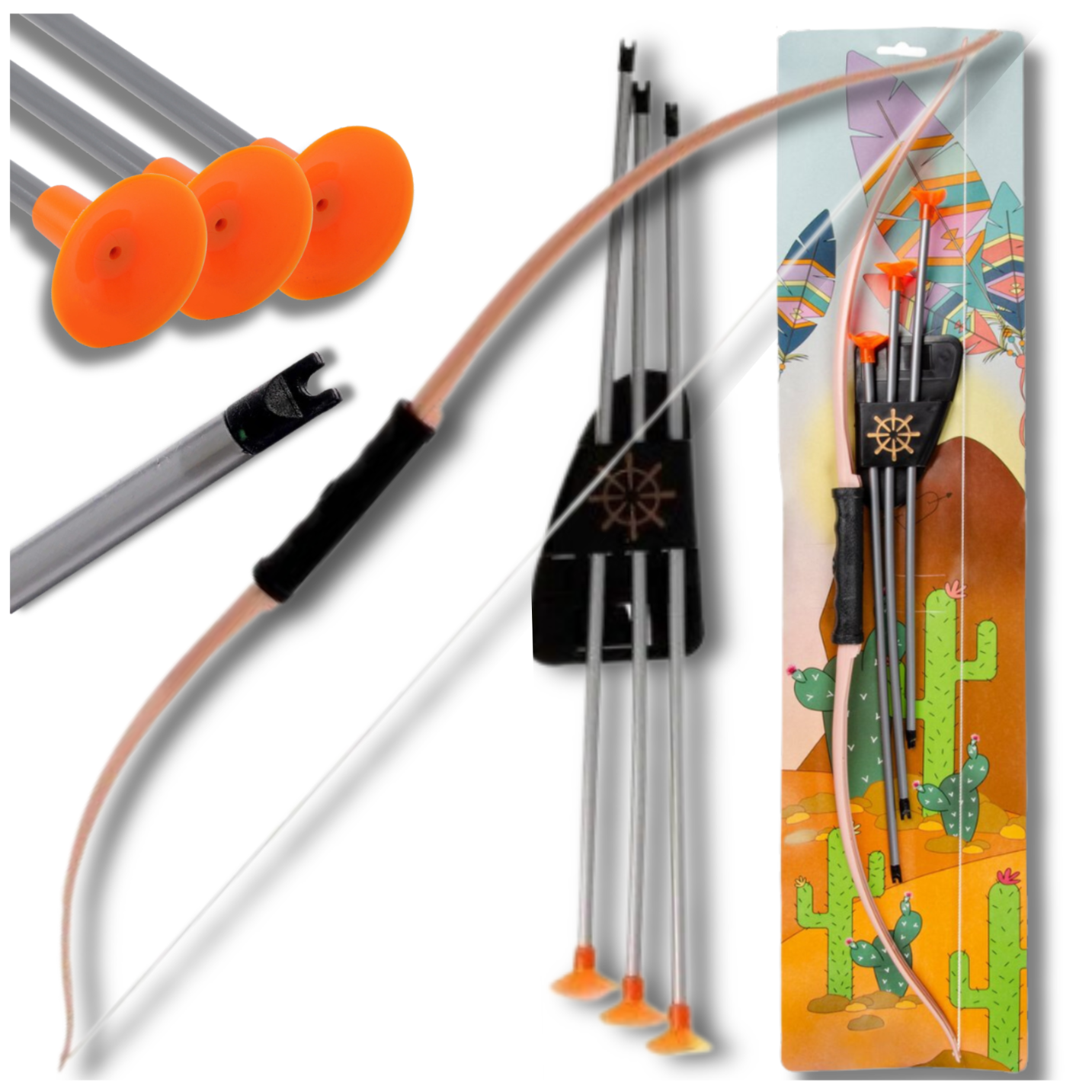 Kids Archery Set Toy Bow with 3 Suction Cup Arrows 61 cm