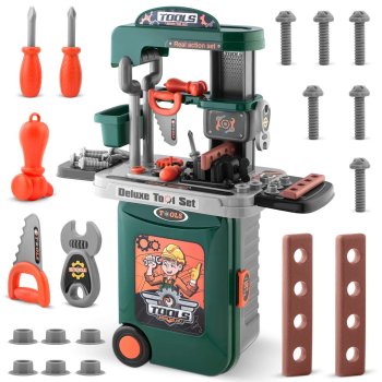 Ricokids 772600 3-in-1 Kids Workbench Tool Set, green