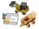 Set with children\'s tools in farm style + figures