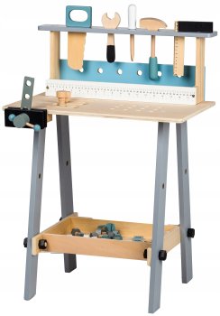 ECOTOYS Kids Wooden Workbench with 32-Piece Toy Tool Set