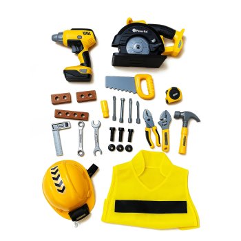 Kids Tool Set with Battery-Powered Screwdriver, Saw & Helmet