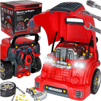 Take-Apart Truck Toy with Buildable Engine, Kids Mechanic Tool Set