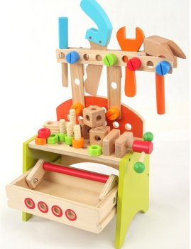 Large Wooden Workbench for Kids with Tools Playset