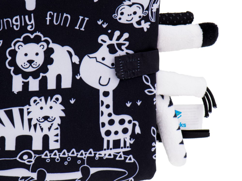 Kids Baby Soft Fabric Sensory Book with Animal Tails, Safari (1)