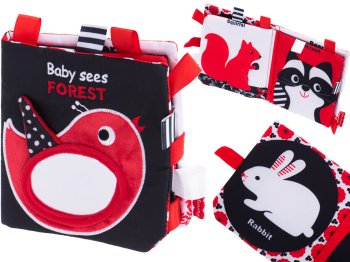 Kids Baby Soft Fabric Sensory Book with Mirror, Forest