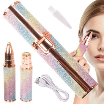 Rechargeable Eyebrow Trimmer and Facial Hair Remover, Multi-Color Glitter
